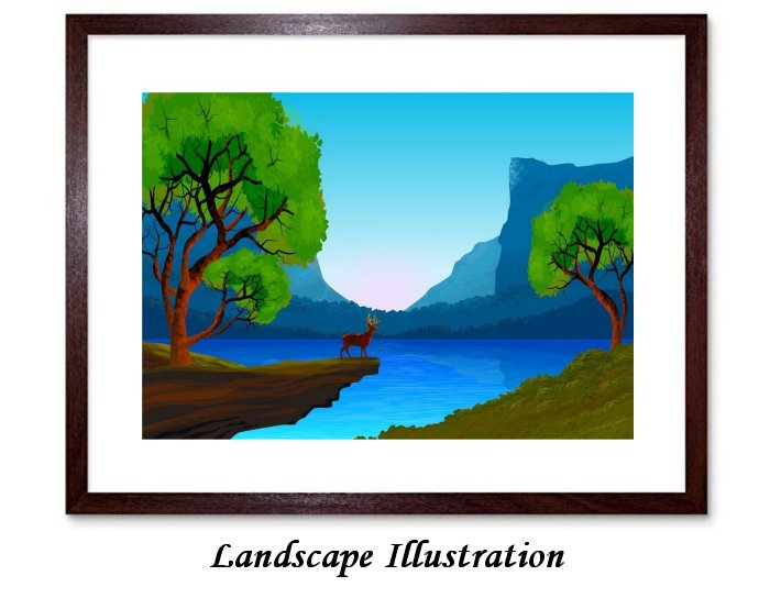 Landscape Illustration Framed Print